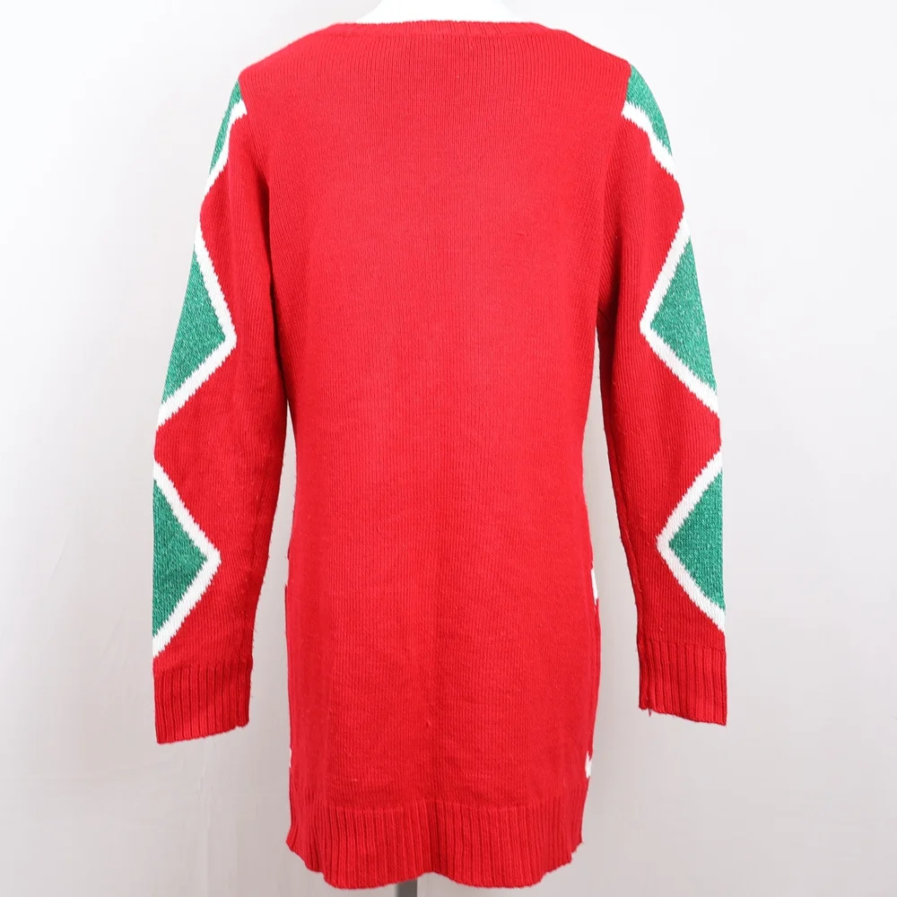 Kohl's Red and Green Holiday Dress with Gold Tree - Picture 2 of 12